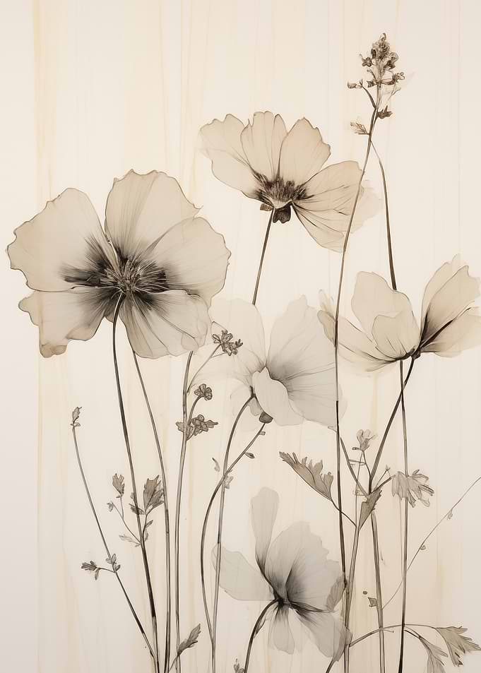 Sepia Tone Floral Artwork