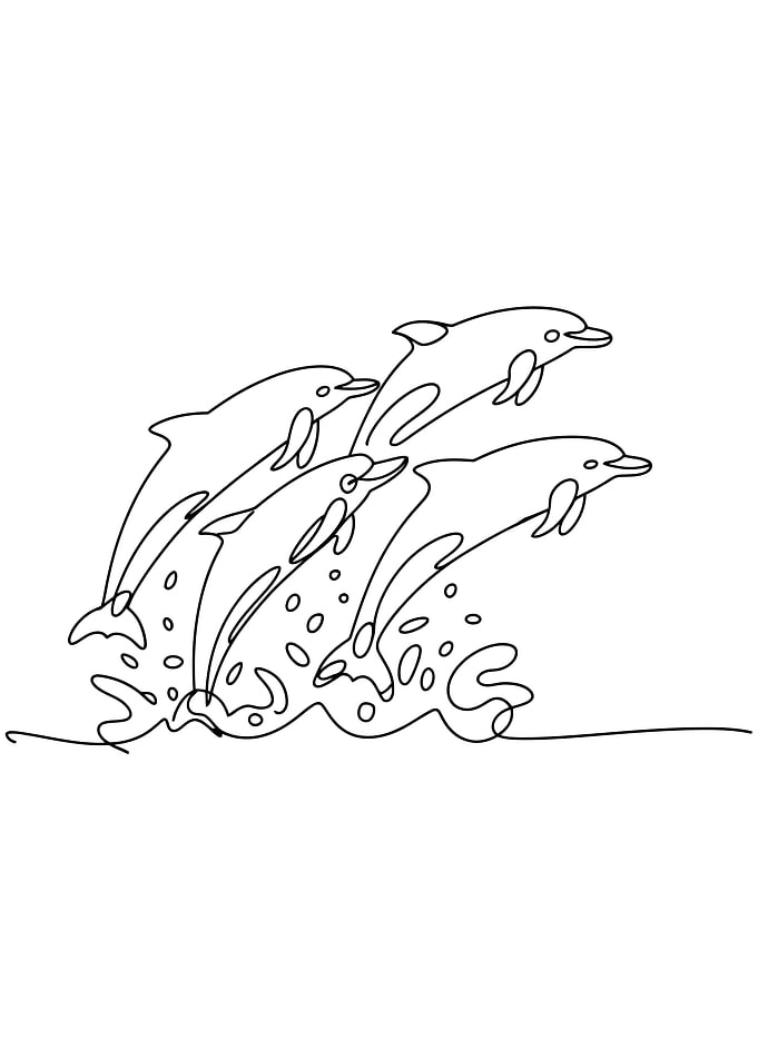 Dolphins Jumping Through Waves