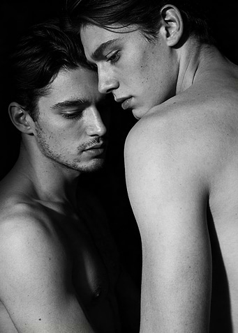 Two men in intimate pose