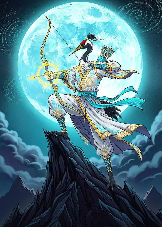 Crane Archer Under the Moon