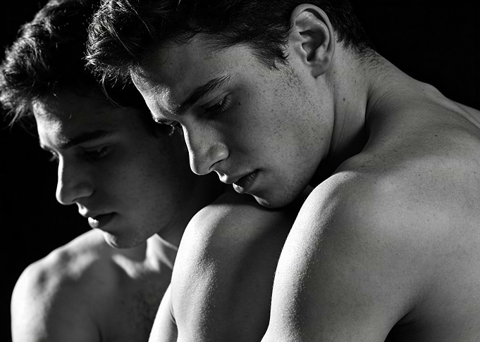 Black and White Portrait of Two Men