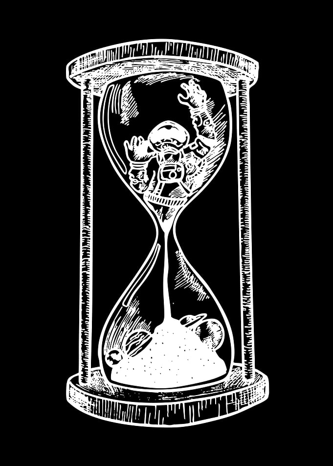 Astronaut trapped in an hourglass