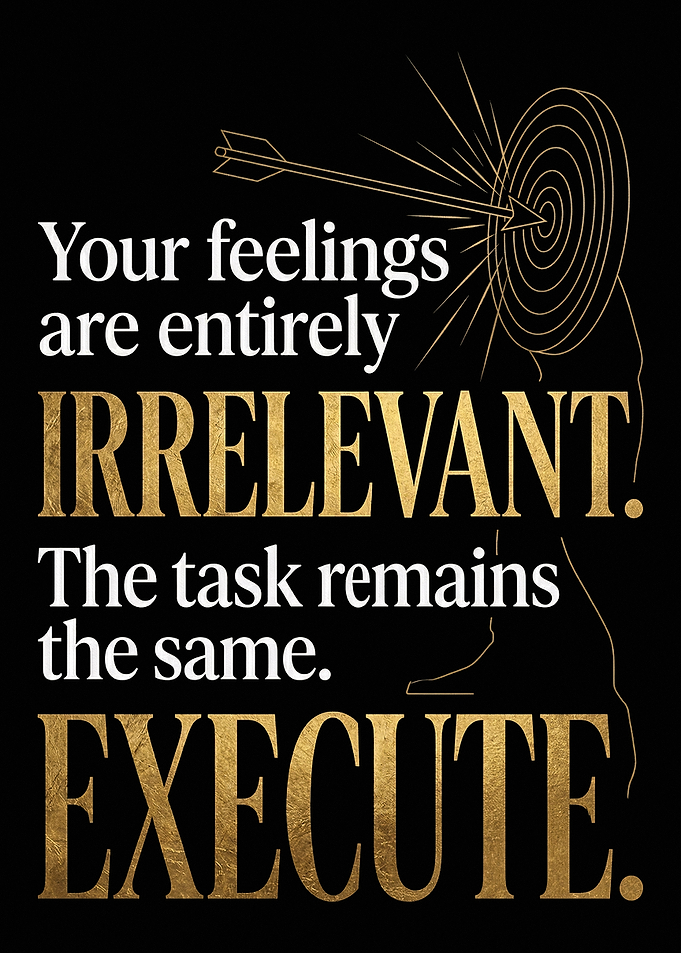 Mental Toughness Execute Feelings Irrelevant Gold Foil Quote Art
