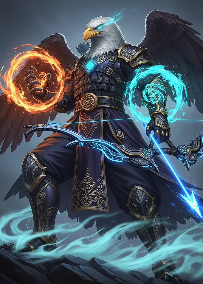Eagle Warrior with Elemental Magic