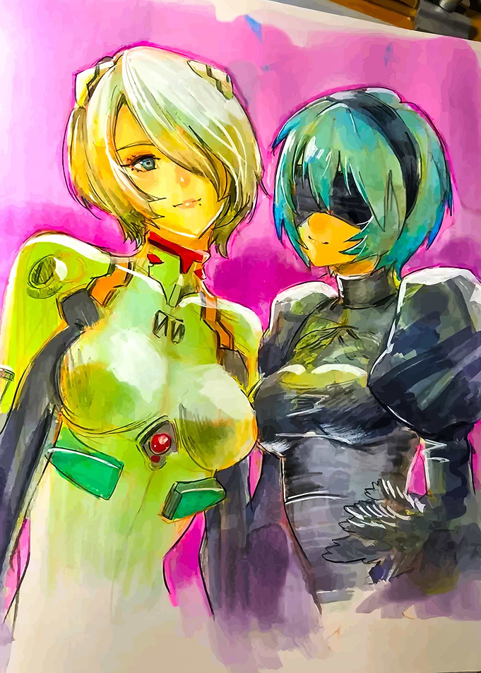 Anime Characters in Futuristic YoRha Nier