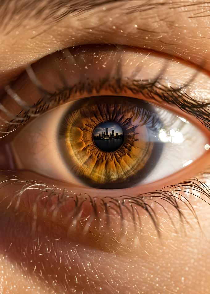 Cityscape Reflected in Human Eye