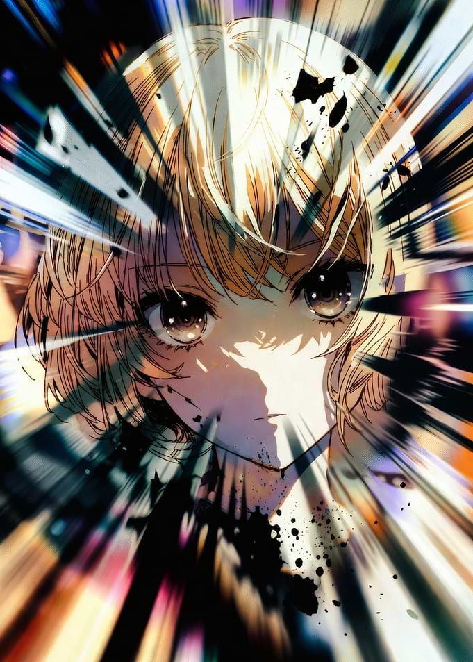 Anime Girl with Explosive Background