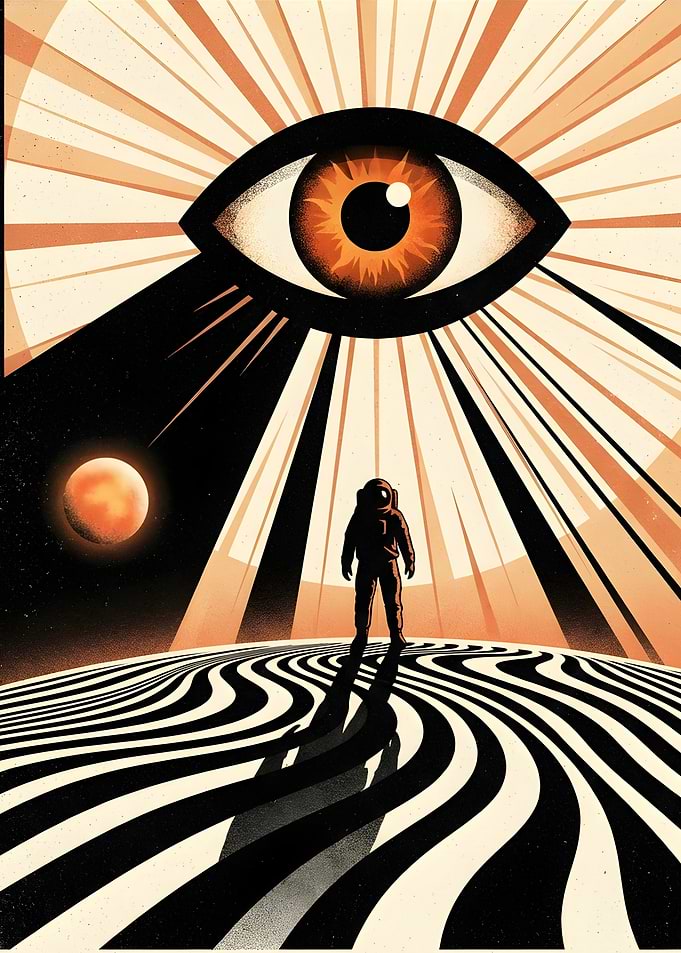 Astronaut Under Giant Eye