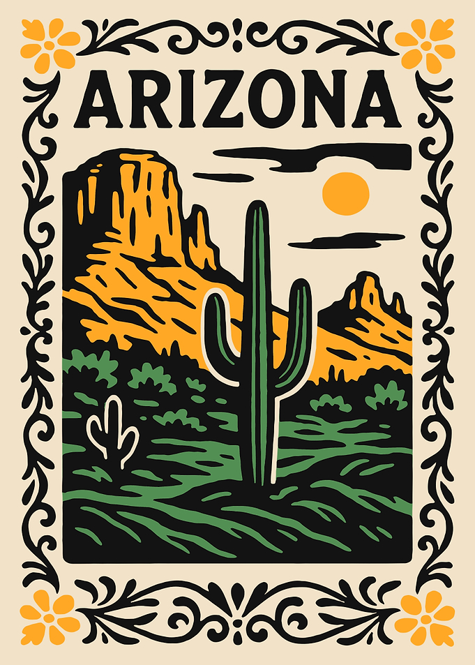 Arizona Desert Landscape with Saguaro Cactus