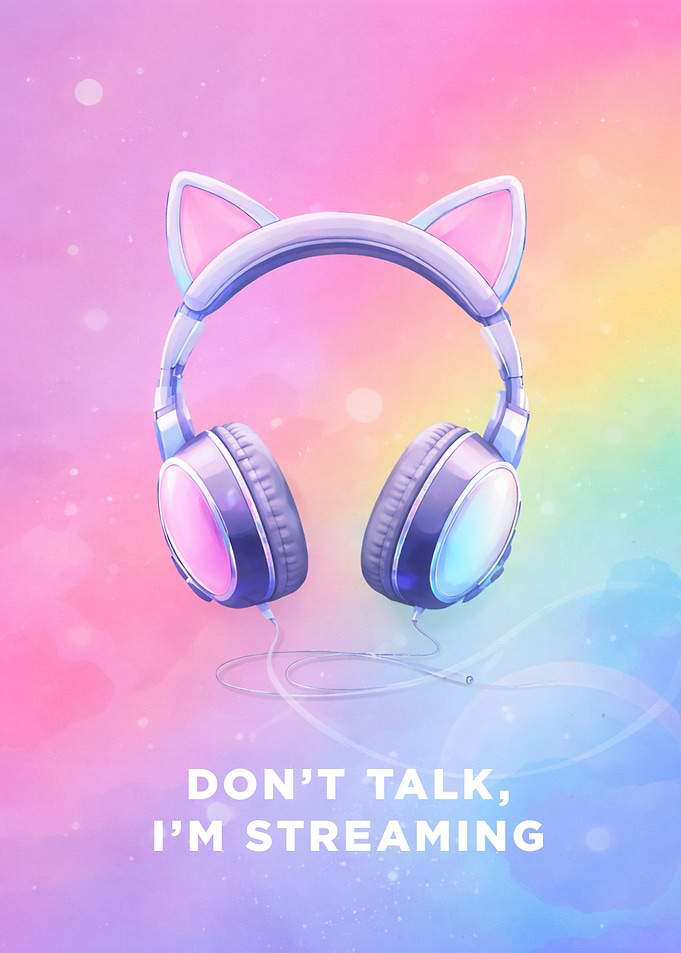 Cat Ear Headphones 'Don't Talk, I'm Streaming'