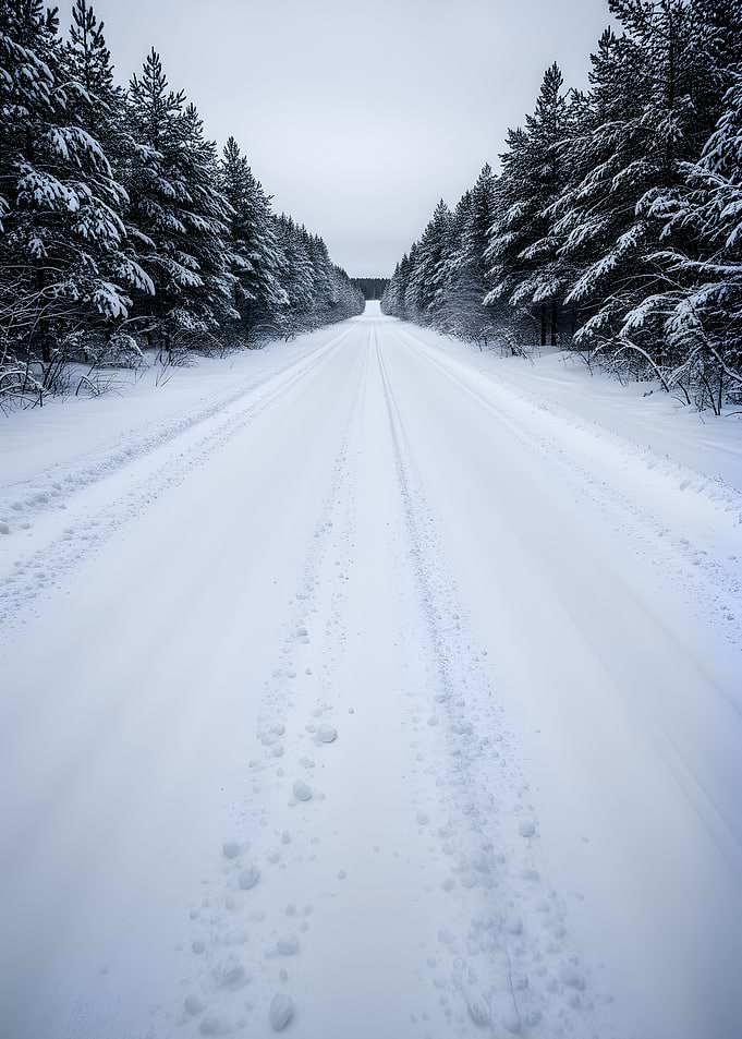 Snowy Forest Road