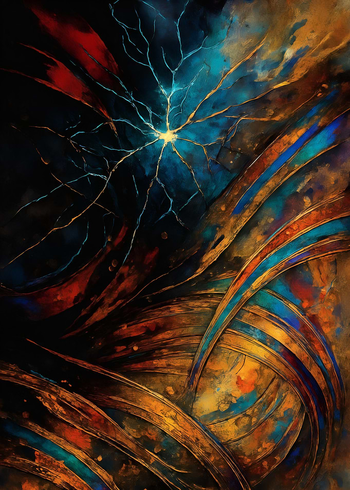 Cosmic Energy Burst – Electric Abstract – Abstract Porcelain #142