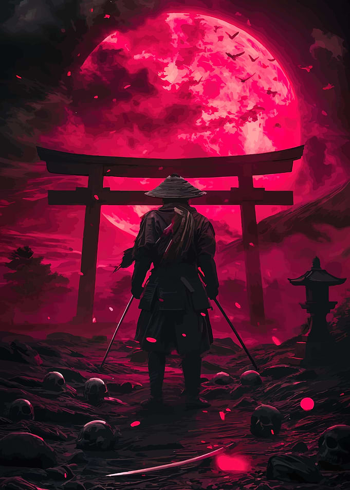 Samurai Under a Blood Moon