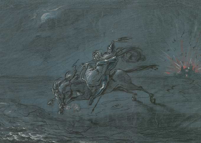 Knight Riding Horse Through Stormy Night