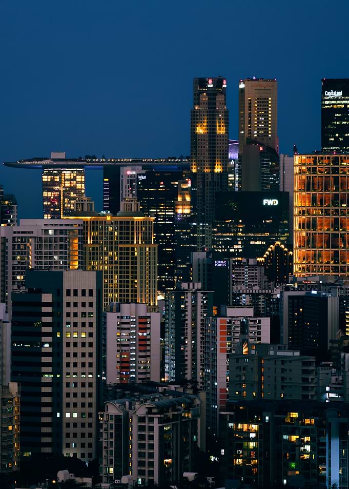 Singapore's Skyline from the Heartlands at Blue Hour