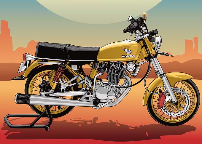 Vintage Honda Motorcycle Illustration