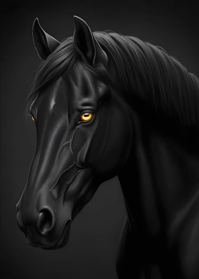 Black Horse with Glowing Eyes