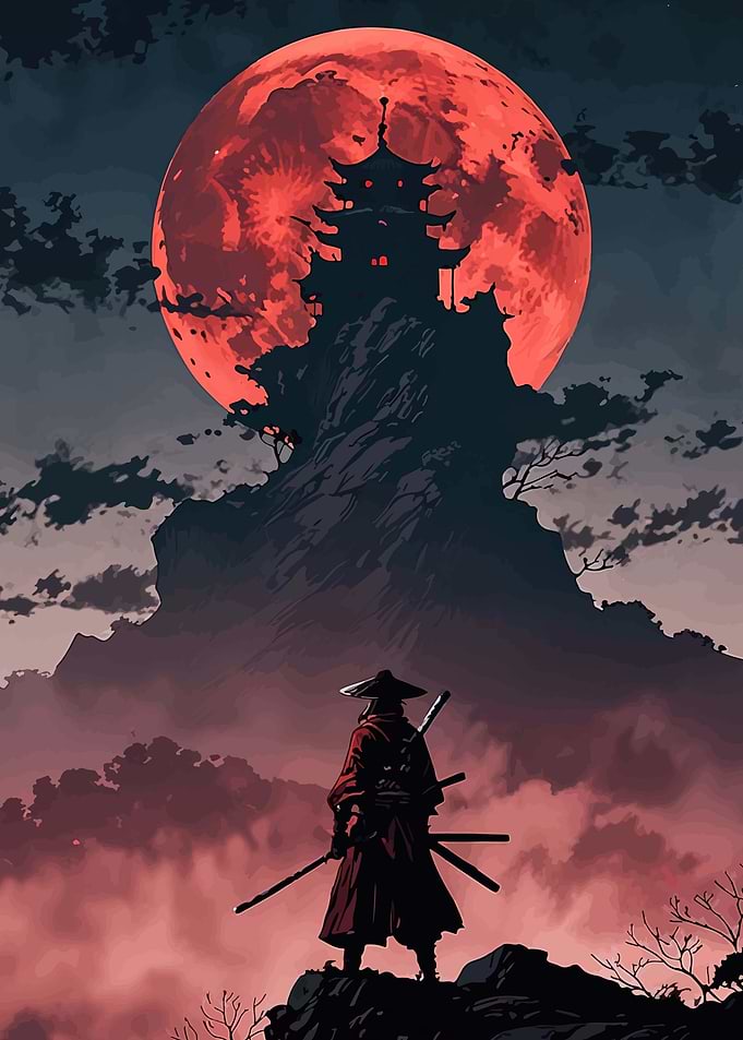Samurai Under a Blood Moon