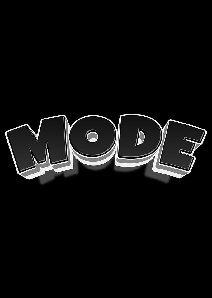 3D Text 'MODE' on Black Background