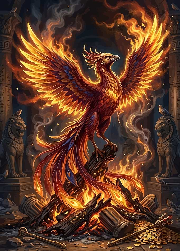 Phoenix Rising from Flames