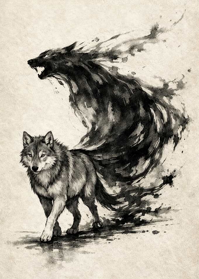 Wolf with Shadow Spirit