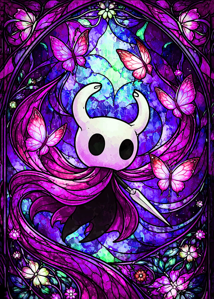 The Knight with Butterflies in Stained Glass