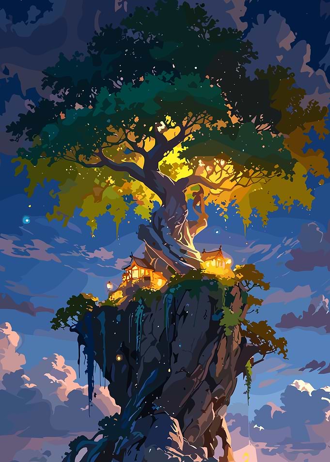 Magical Treehouse on a Cliff
