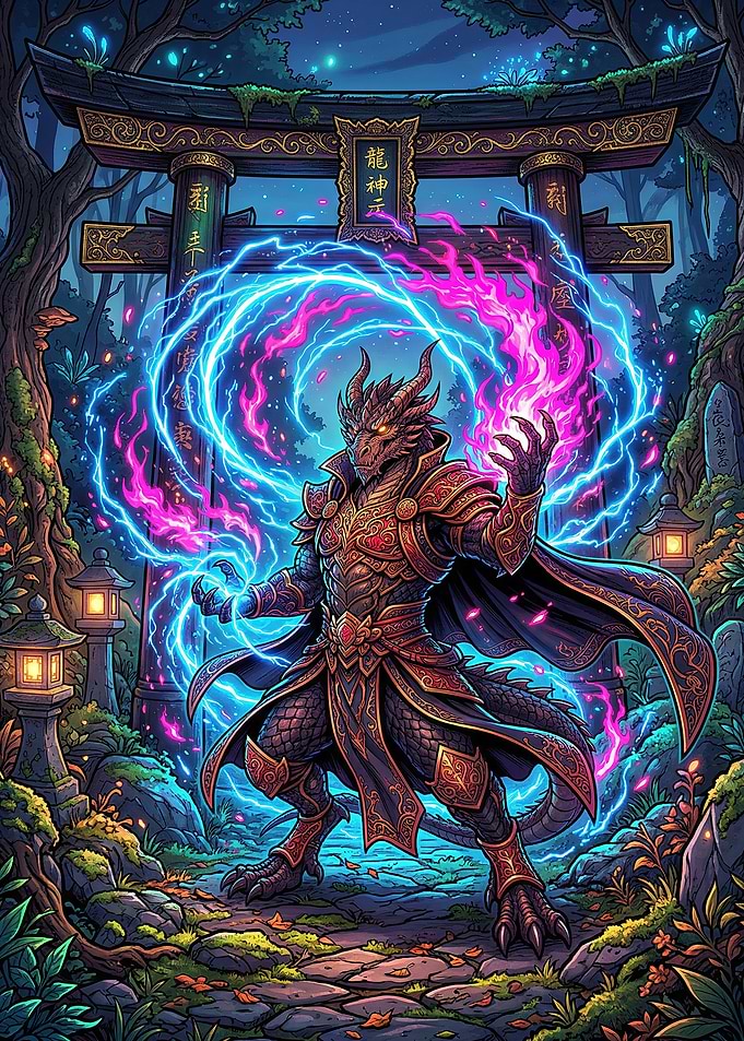 Dragon Mage Casting Lightning Spells