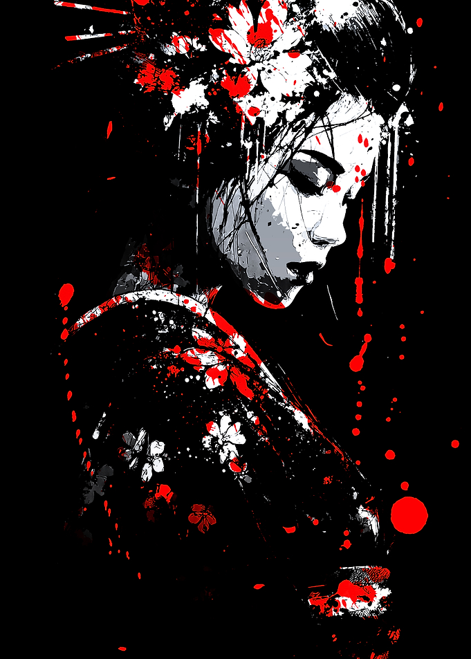 Geisha with Red Splatter