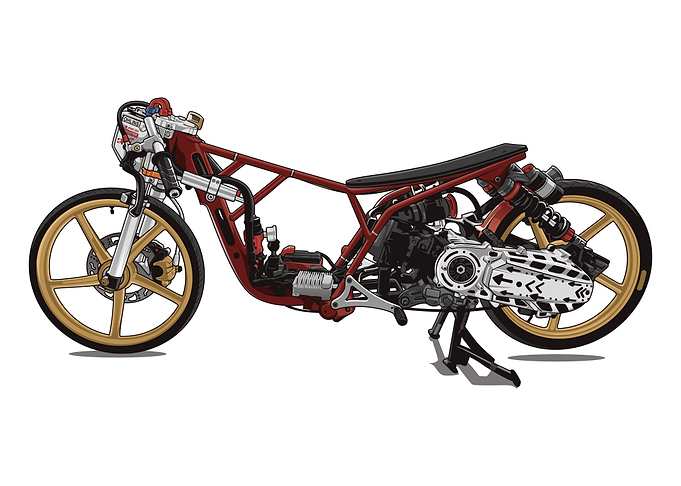 Custom Drag Racing Motorcycle Illustration