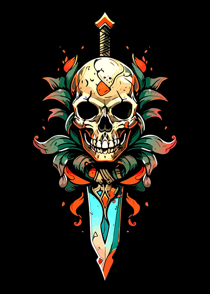 Skull and Sword Illustration