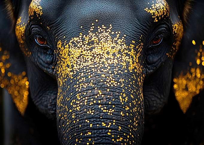 Elephant with Gold Glitter