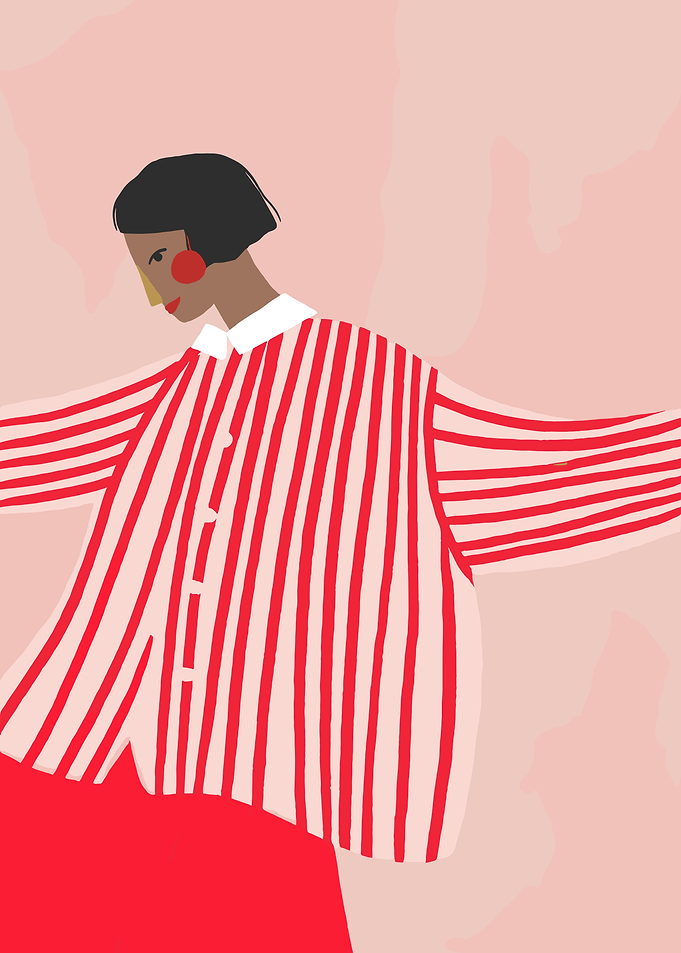 Woman in Red and White Striped Shirt