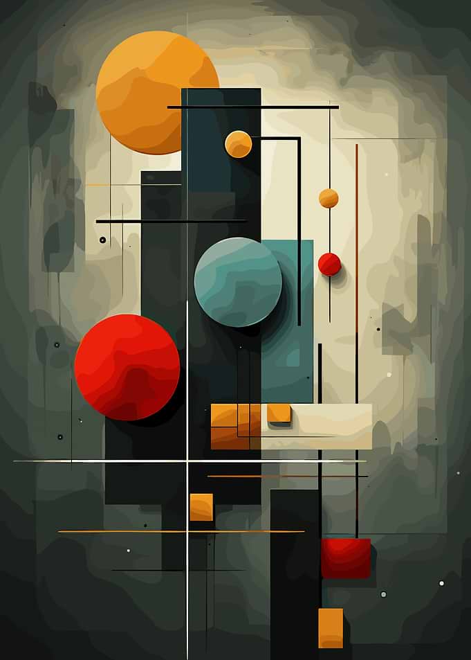 Abstract Geometric Composition with Circles and Rectangles