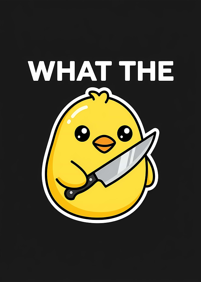 Cute Chick Holding a Knife