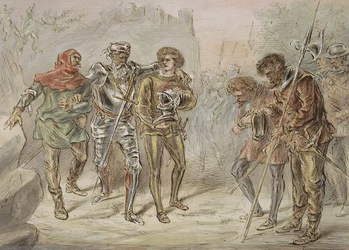Knights and Soldiers in a Medieval Scene