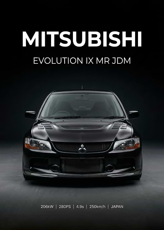 black Mitsubishi Evolution IX MR JDM