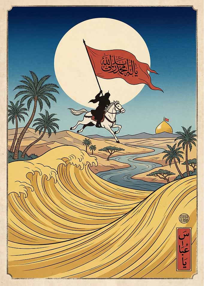 Abbas at the Euphrates - Karbala Ukiyo-e Style
