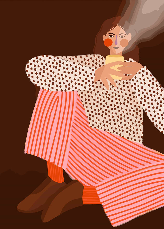 Woman with Coffee and Steam