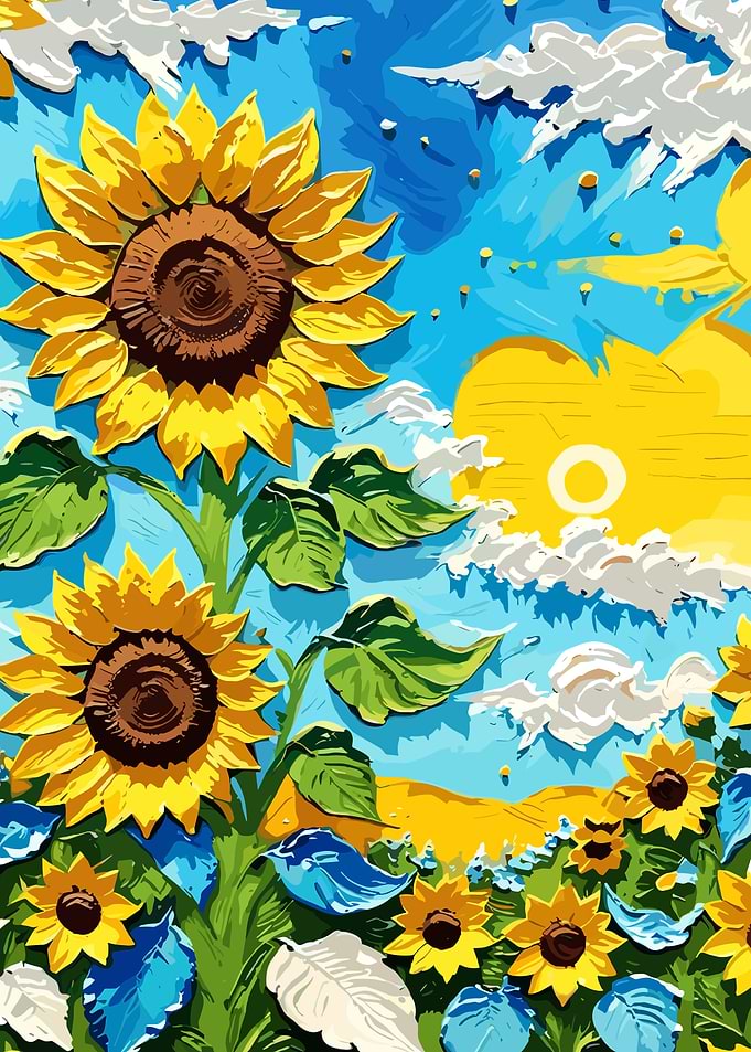 Sunflower Field Under a Blue Sky