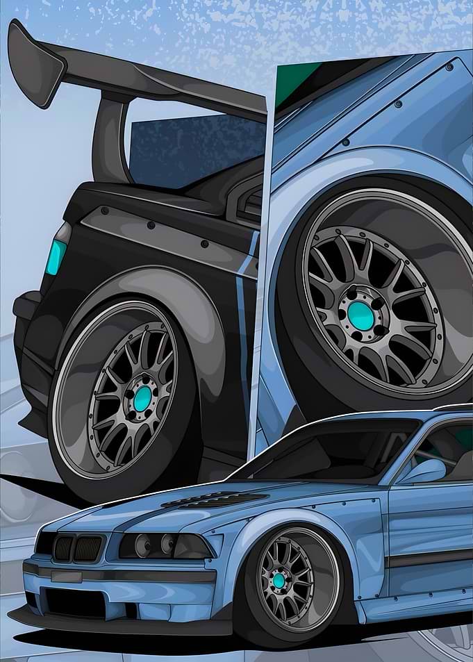 Customized Blue Sports Car