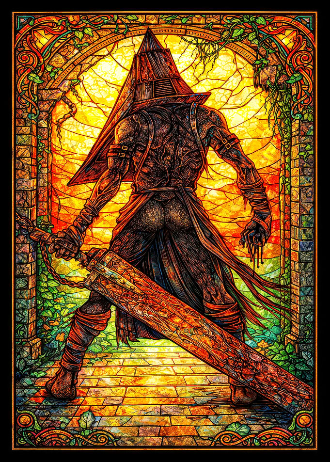Pyramid Head Stained Glass Art