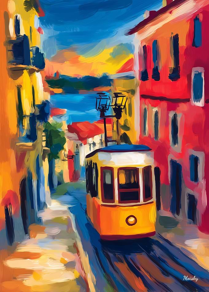 Lisbon Fauvist Cityscape – Colorful Alfama Skyline Art