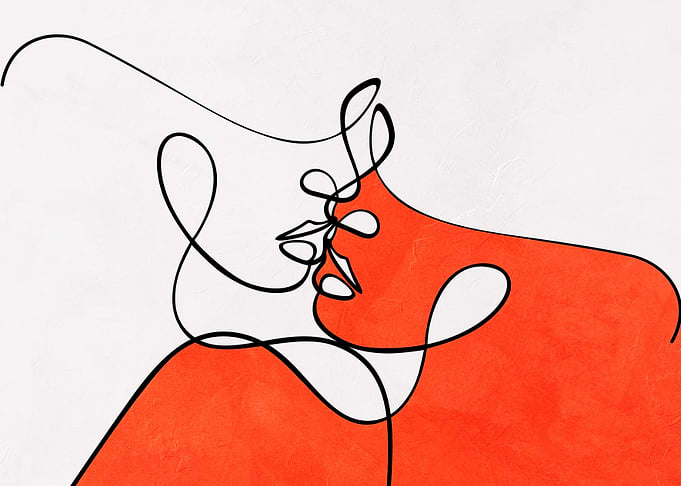 Abstract Kiss Line Art