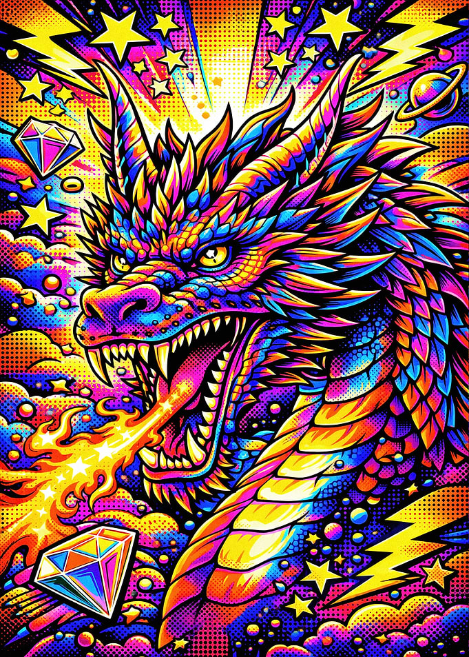Vibrant Dragon Breathing Fire