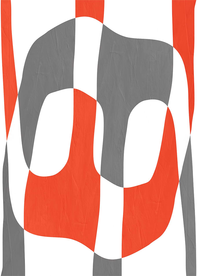 Abstract Organic Shapes in Orange, Gray, and White