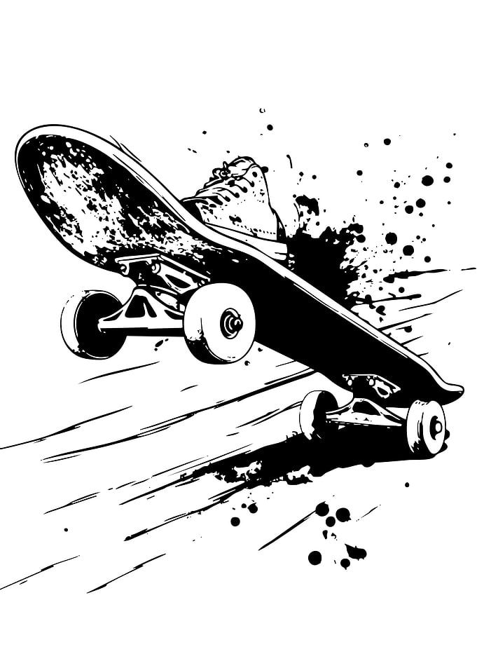 Skateboard with Splatter Effect
