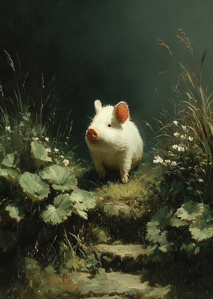 Cute Piglet in a Grassy Meadow