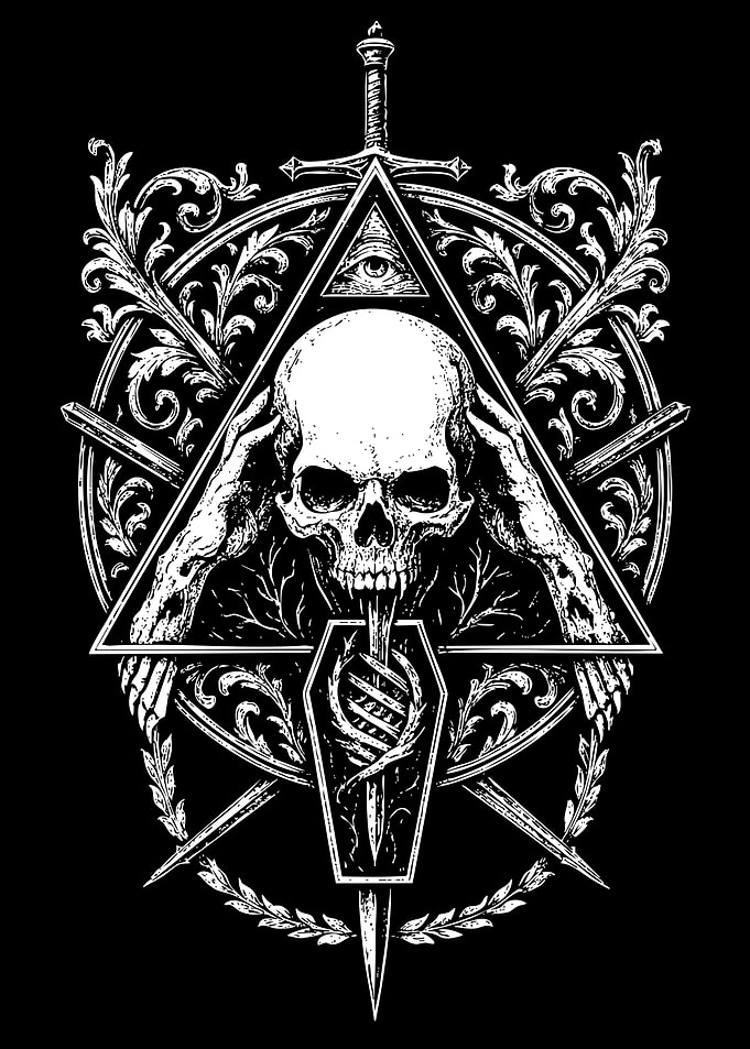 Skull with All-Seeing Eye and Coffin