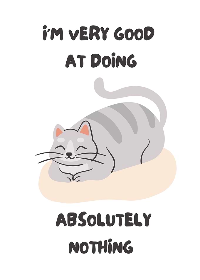 Cat is good at doing nothing